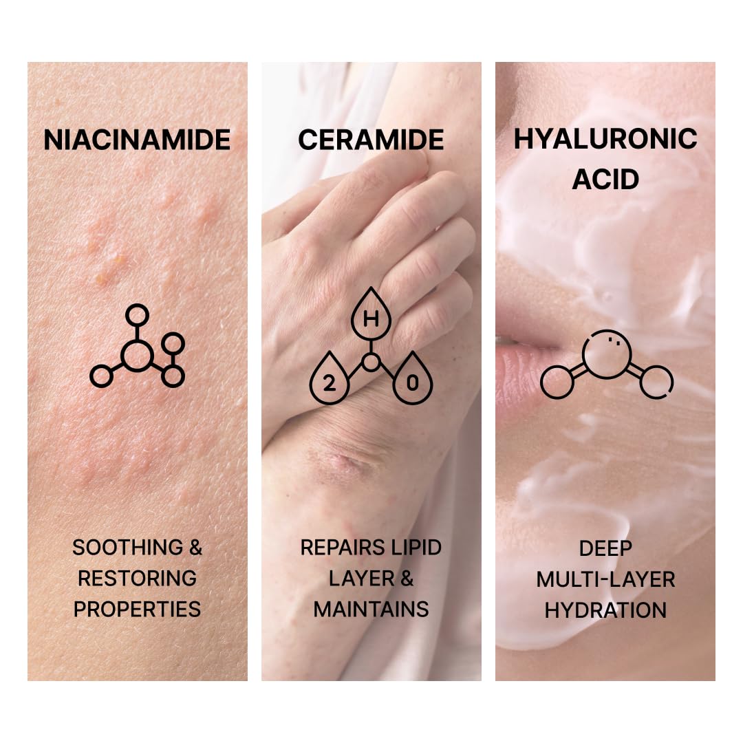 Intensive Moisturizing Cream for Extremely Dry Skin, Eczema Cream. Korean Skin Care, Anti-itch, Barrier repair. Niacinamide Cream, Hyaluronic Acid, Ceramide, Glycerin, Tocopherol.