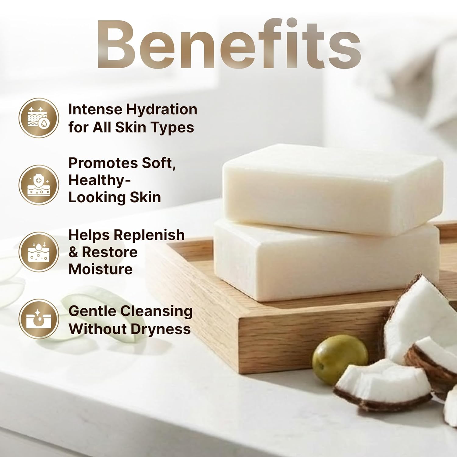 Shea Butter & Coconut Oil Soap Bar - Advanced Gentle Moisturizing & Deep Cleansing Face & Body Wash - Hydrating Natural Korean Cold-Pressed Formula with Vitamin E, Aloe Vera & Castile Oil - 2 Pack