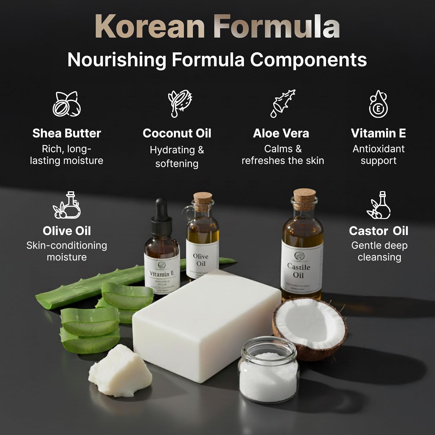 Shea Butter & Coconut Oil Soap Bar - Advanced Gentle Moisturizing & Deep Cleansing Face & Body Wash - Hydrating Natural Korean Cold-Pressed Formula with Vitamin E, Aloe Vera & Castile Oil - 2 Pack